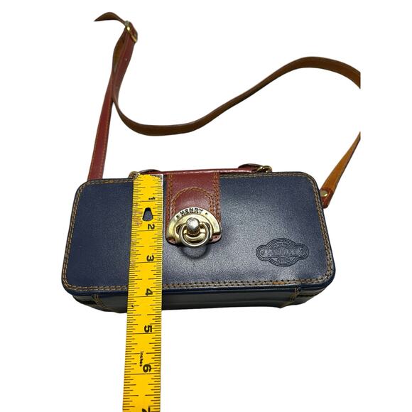 Vintage Henry Genuine Leather Trinket Box Shoulder Bag / Purse - Navy Blue Brown - Picture 10 of 10